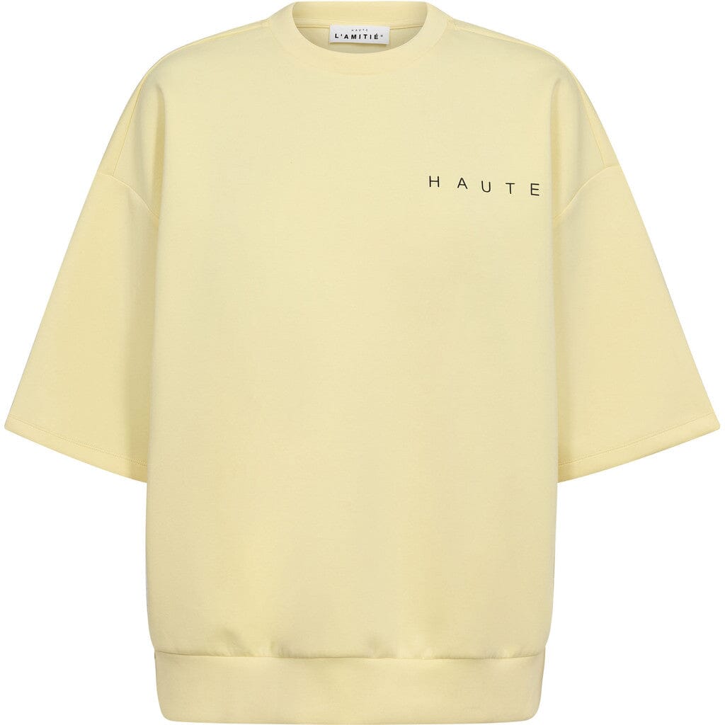 Haute L'Amitié - Maxi Split Ss Logo Sweat HL10461 - Pale Yellow Sweatshirts 