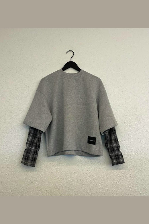 Haute L'Amitié - Maxi Sweat Ls Shirt Mix HL11270 - Grey Melangé