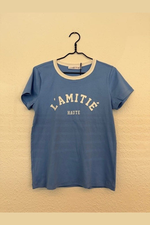 Haute L'Amitié - Neckline Logo Tee HL10006 - New Blue/ White Print