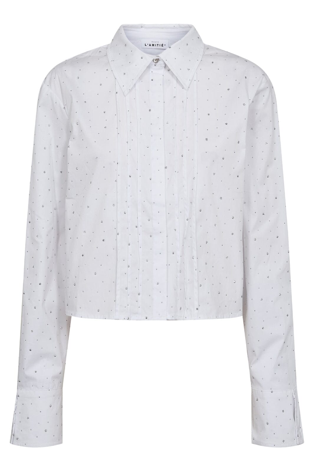 Haute L'Amitié - Rhinestone Crop Shirt HL10404 - White Skjorter 