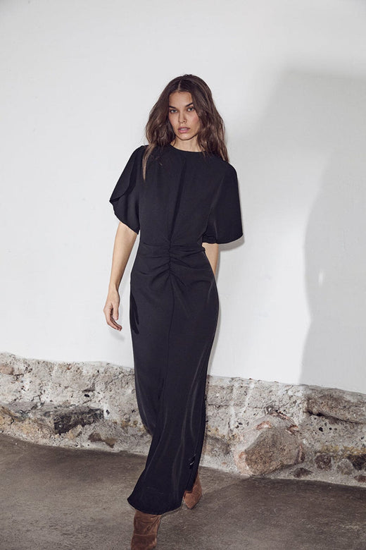 Haute L'Amitié - Satari Long Gather Dress HL10630 - Black Kjoler 