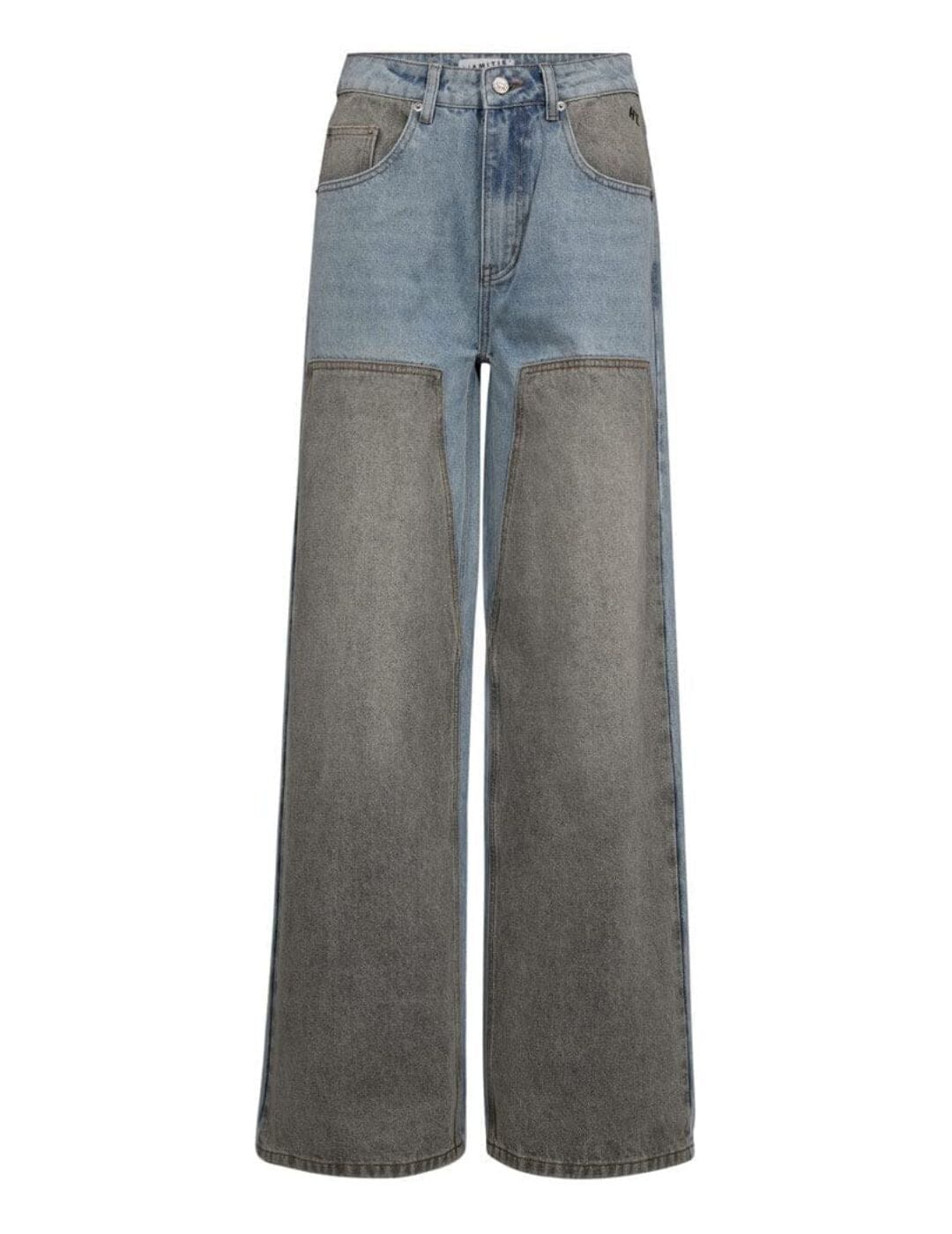 Haute L'Amitié - Two-Tone Patch Jeans HL10377 - Blue/Grey Mix Jeans 