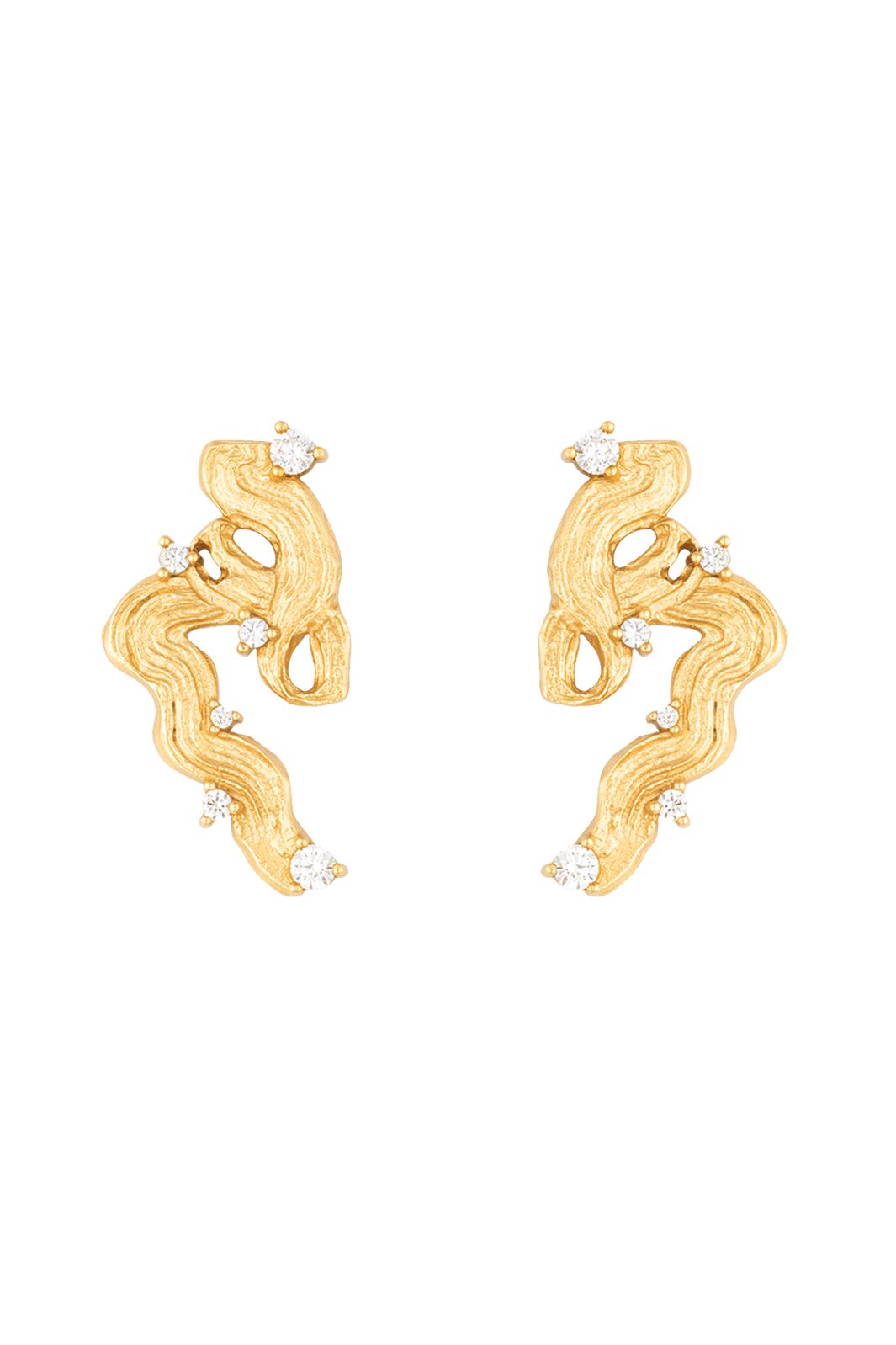 House Of Vincent - Impasto Swirl Earrings VJ242-UEG - White - Gilded