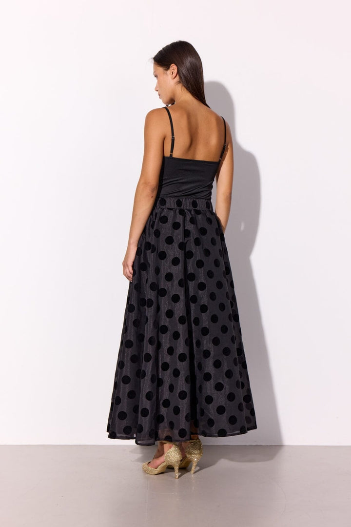 Hunkøn - Bobby Long Skirt 25636 - Black W/Dots