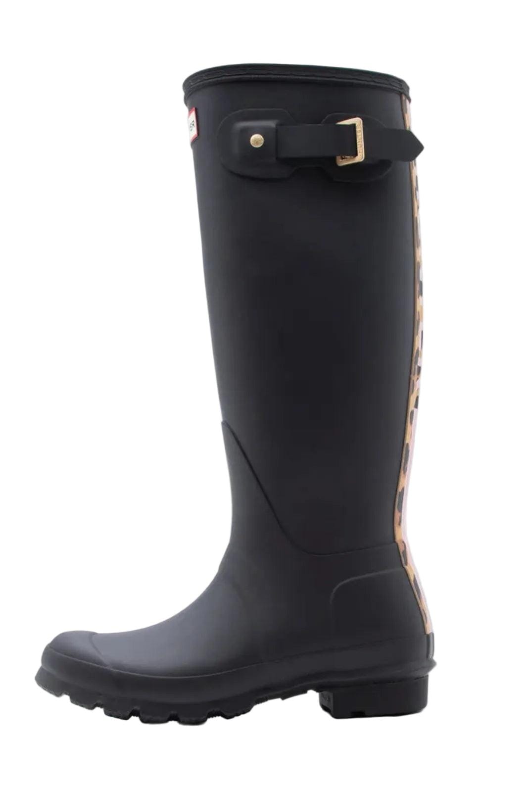 Hunter - Womens Original Tall Leopard Backstrap Hfrw0004261blk - Black Gummistøvler 