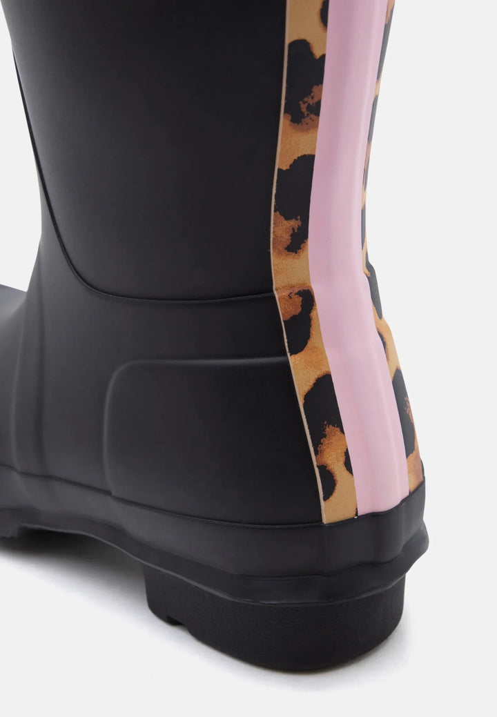 Hunter - Womens Original Tall Leopard Backstrap Hfrw0004261blk - Black Gummistøvler 