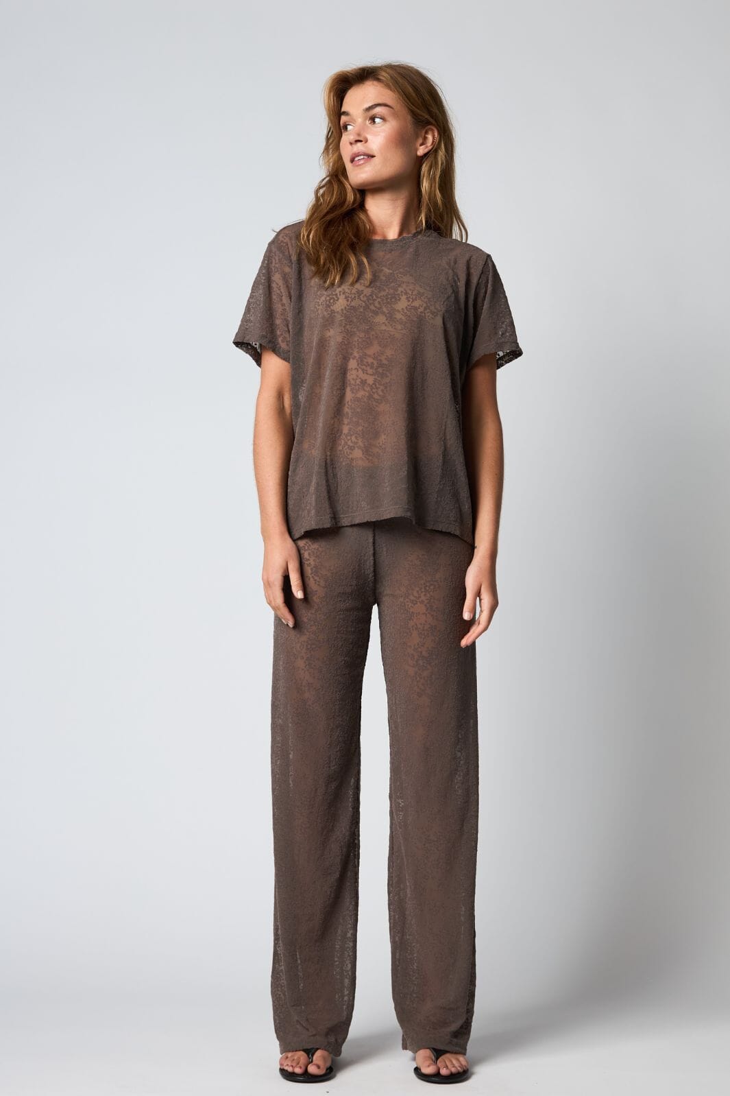 Hype The Detail - Lace Tee Oversiz 852-25 - 2 - Brun T-shirts 