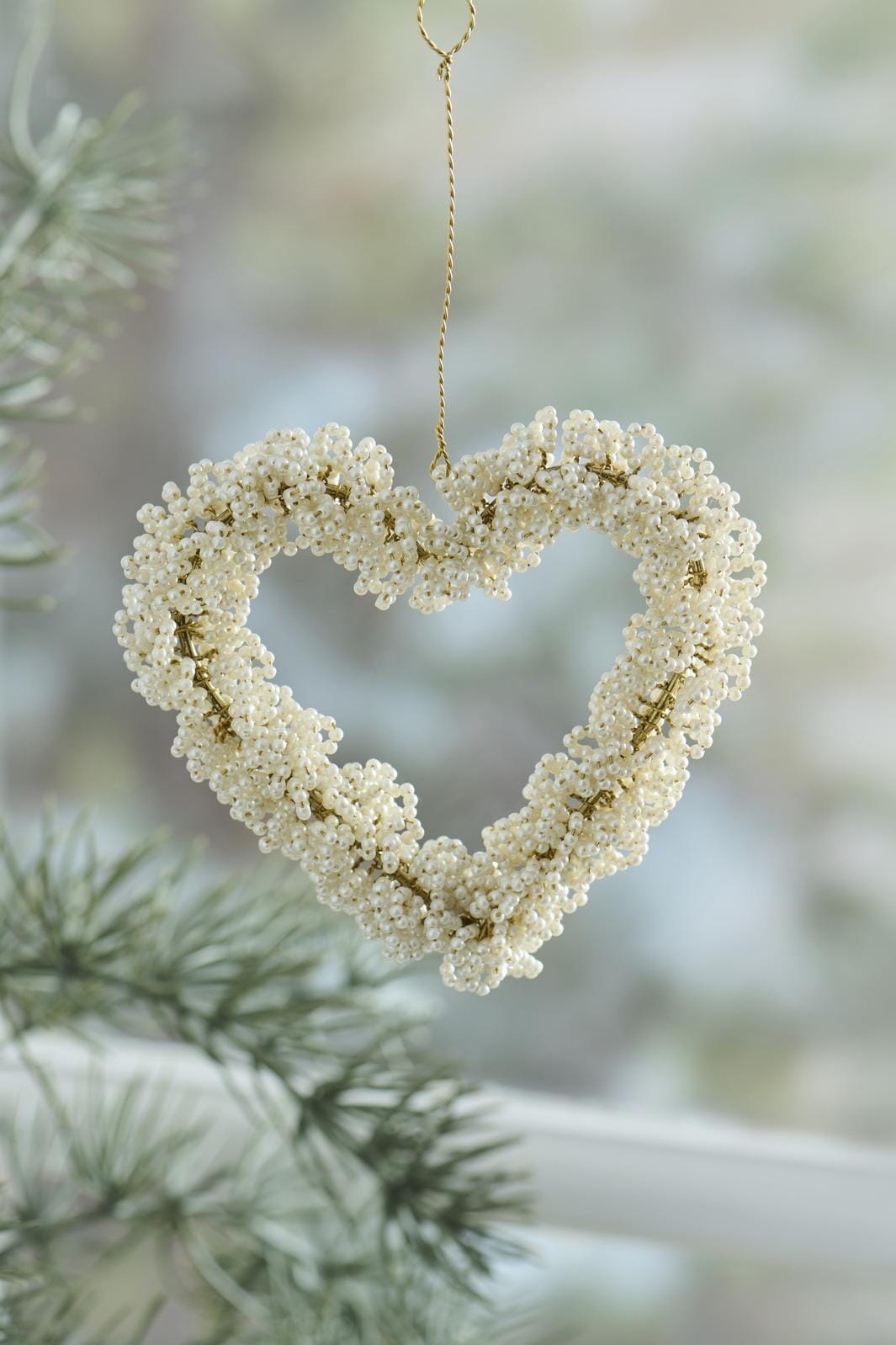 Ib Laursen - Hjerte T/ophæng Fairytale Christmas M/hvide Perler - 40012-11