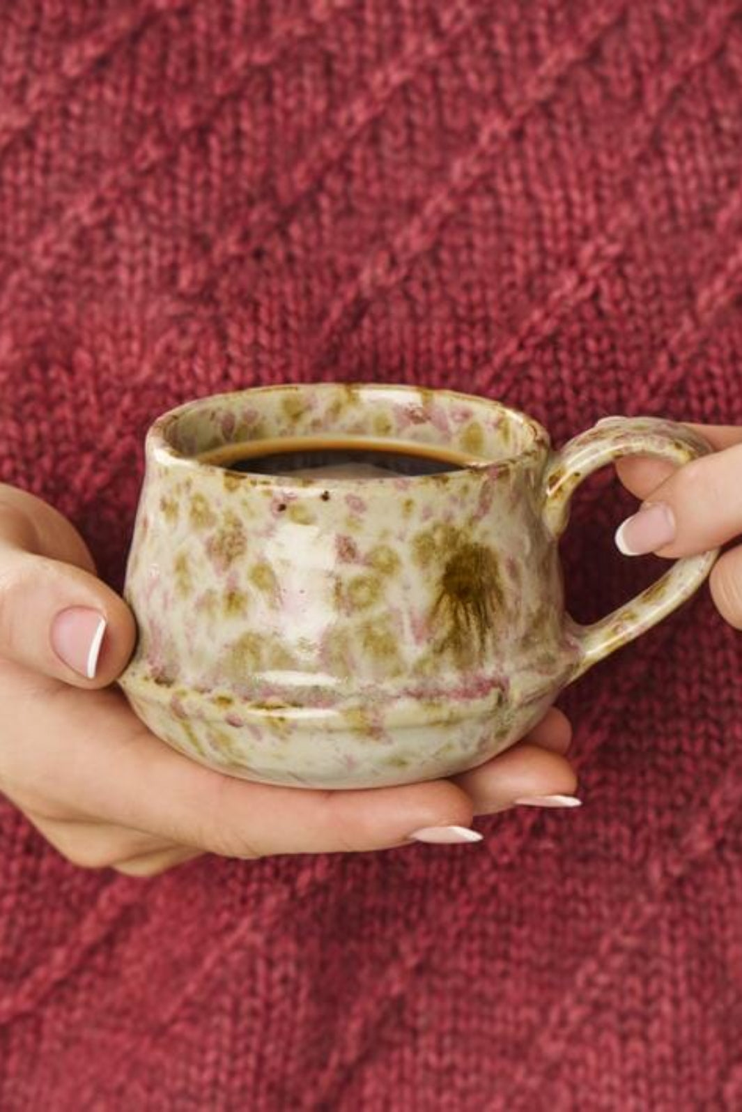 Ib Laursen - Krus m/hank Kalmar rosa og brunt farvespil - Stentøj - 24019-00