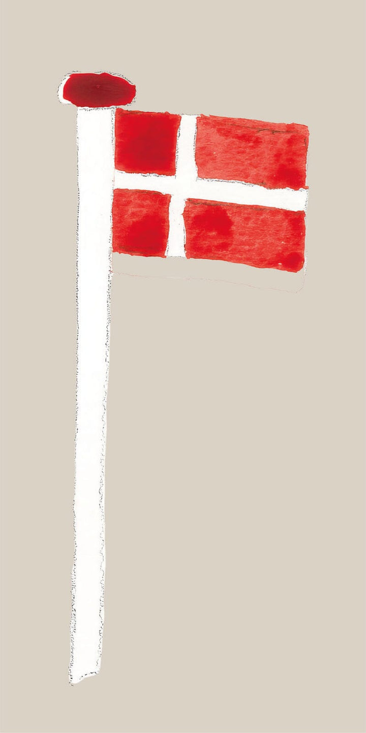 Ib Laursen - Serviet 10x20 cm Dannebrog på flagstang 16 stk/pk - Papir - 95891-00