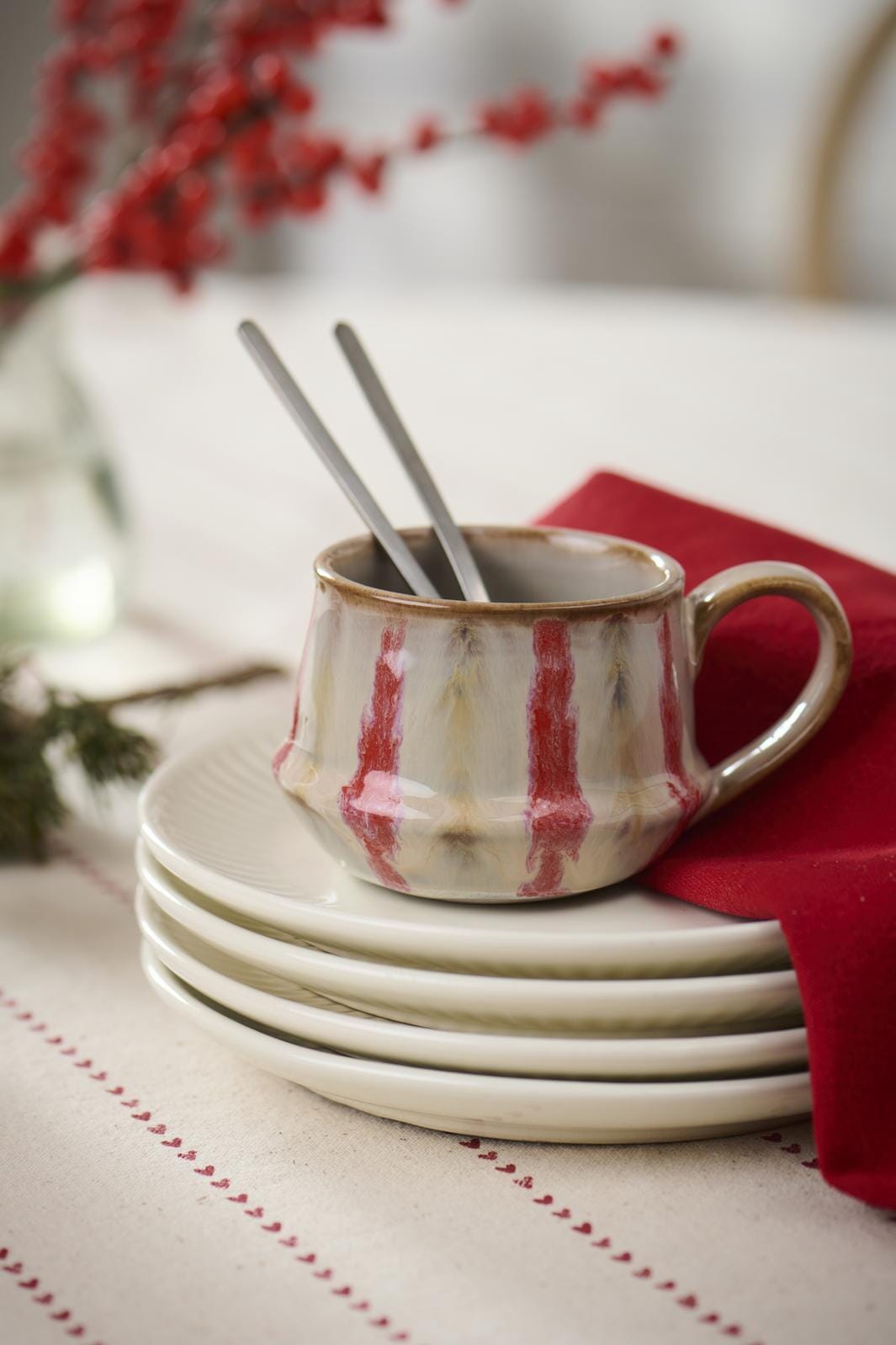 Ib Laursen - Stofserviet Elin Ensfarvet Rød - 66258-33