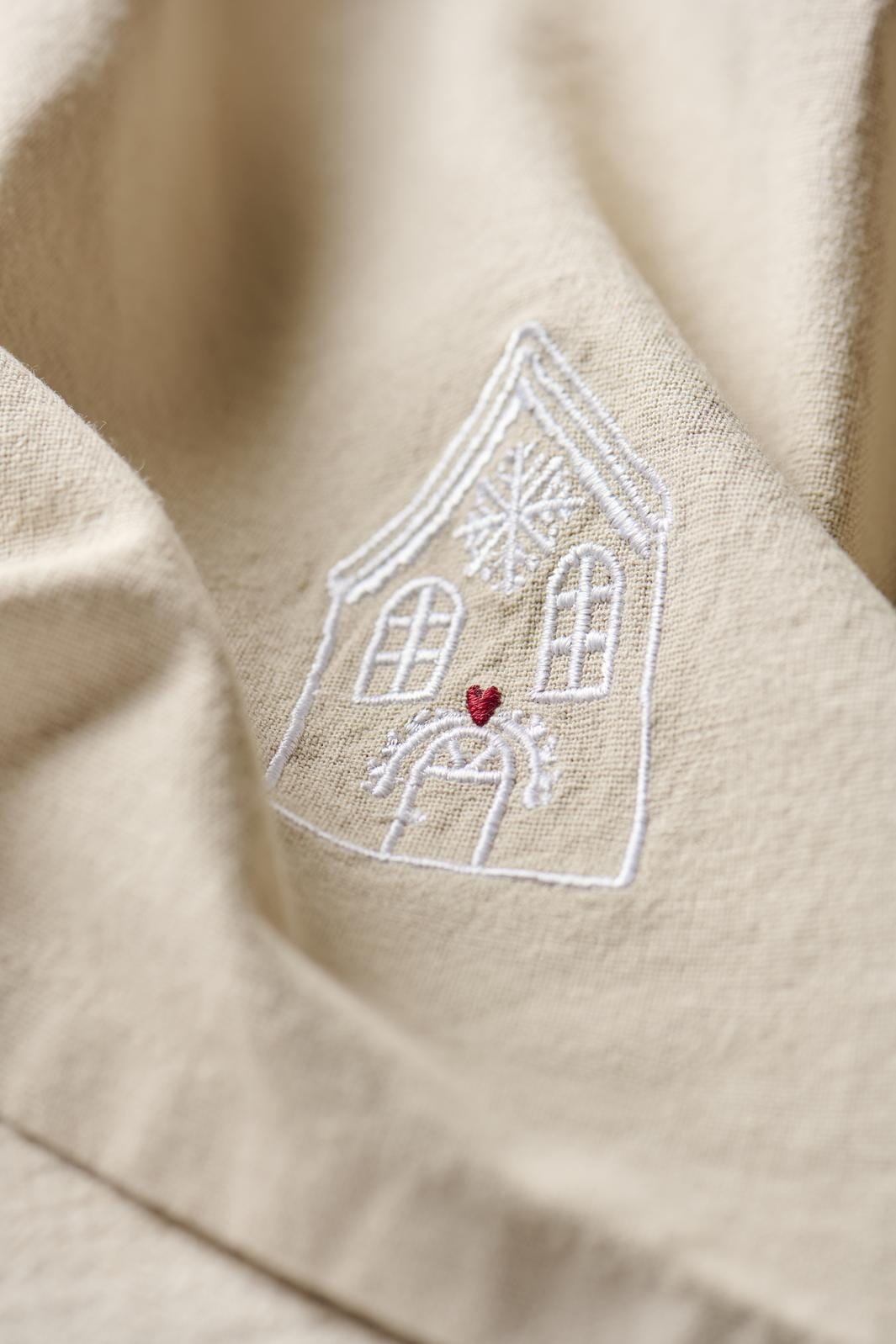 Ib Laursen - Stofserviet Tradition M/hvidt Julehus Hørfarvet - 63054-76