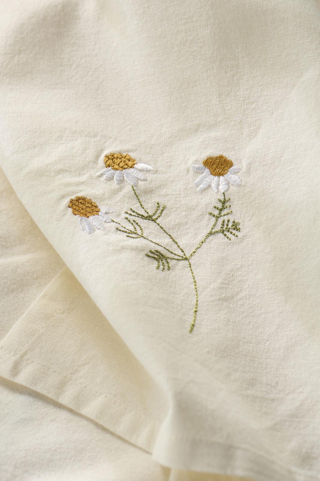 Ib Laursen - Viskestykke Flora m/marguerit butter cream - Bomuld, Polyester - 63041-82