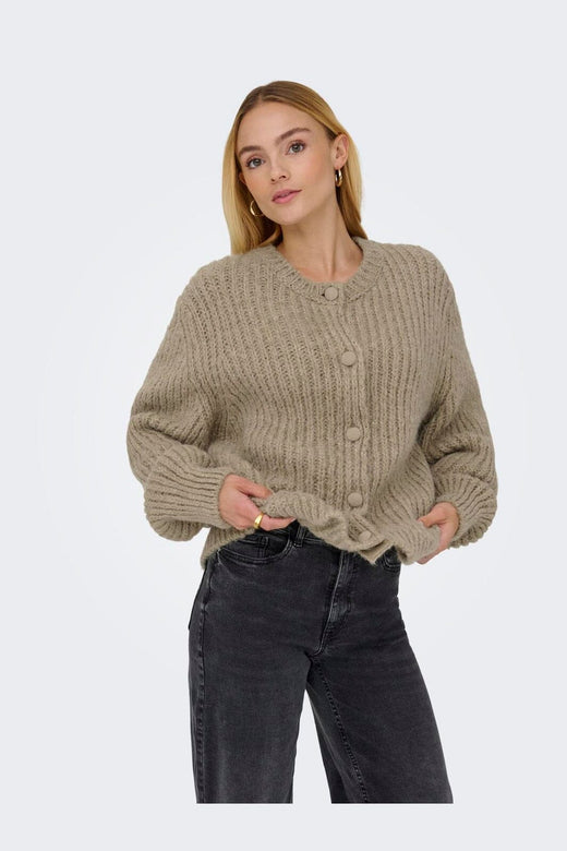 JDY - Jdyadela L/S Button Cardigan Knt - 4881238 Beige Melange