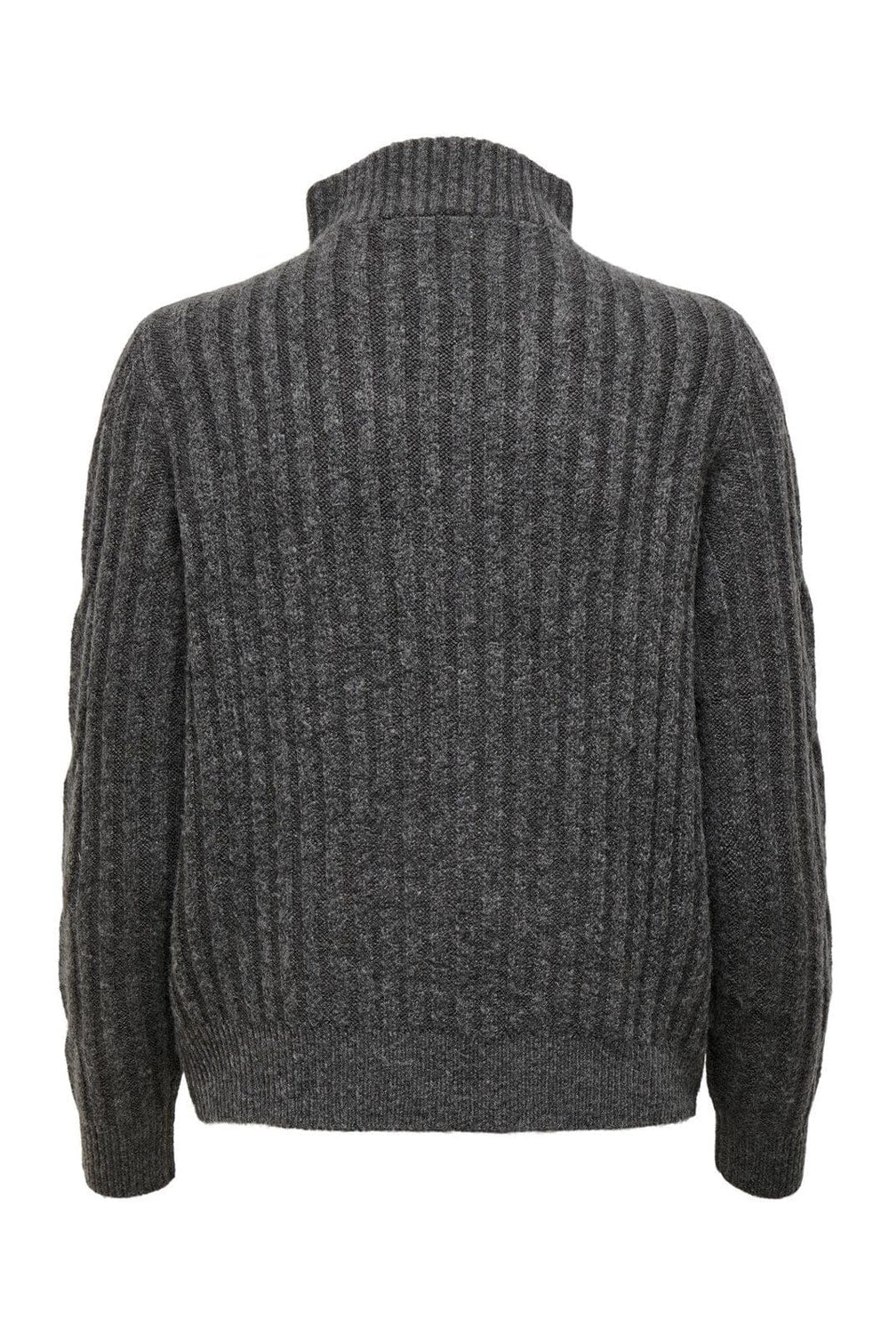 JDY - Jdyandrea L/S Zip Cable Pullove Knt - 3808118 Dark Grey Melange