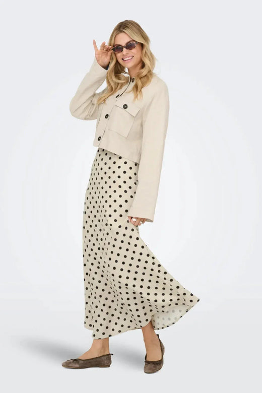 JDY - Jdyaya Maxi Skirt Dia - 5056549 Whitecap Gray Chocolate Torte Dot Nederdele 