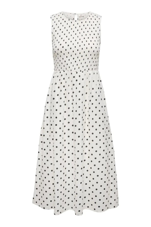 JDY - Jdydiego S/L Smock Midi Dress - 5040556 Cloud Dancer Black Dot Kjoler 