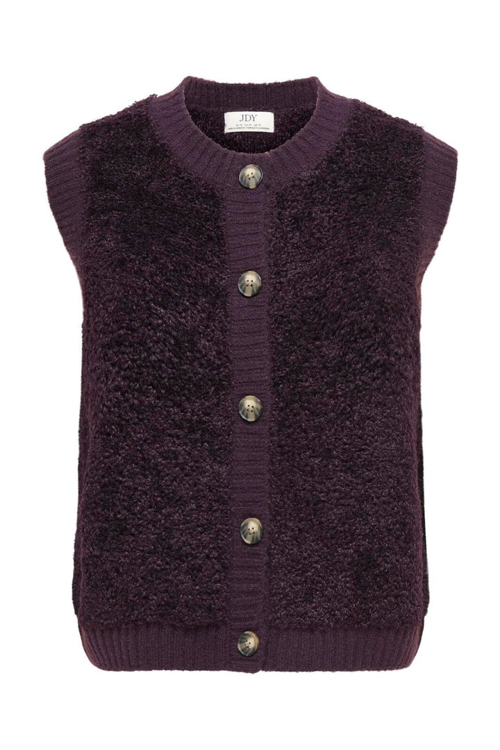 JDY - Jdyeira Life S/L On Button Vest Knt - 5105888 Plum Perfect