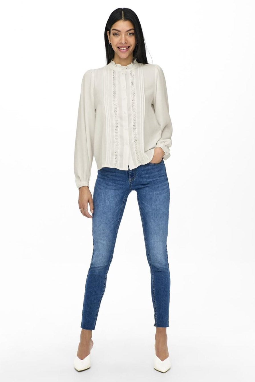 JDY - Jdyellis Life L/S Lace Shirt - 3844203 Cloud Dancer