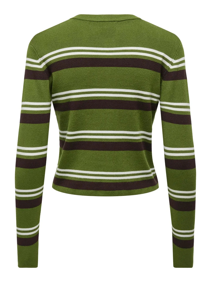JDY - Jdyemmie L/S O-Neck Stripe Cardigan Knt - 5068549 Cedar Green W. Coffee Bean / Egret Cardigans 