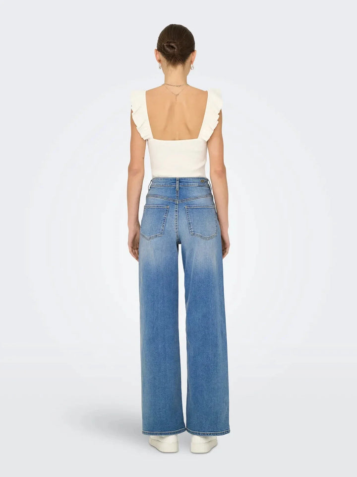 JDY - Jdyfelina-Fina Wide Med Blue - 4735461 Medium Blue Denim Jeans 