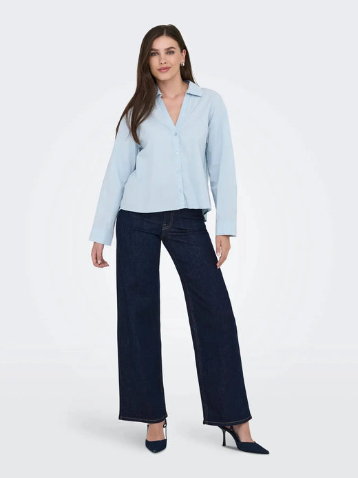 JDY - Jdyfelina-Fina Wide Rinse Jnsdnm - 4840357 Dark Blue Denim Rinse Blue Denim Jeans 