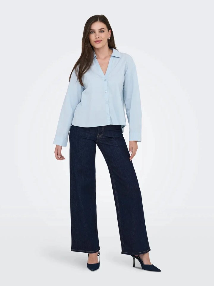 JDY - Jdyfelina-Fina Wide Rinse Jnsdnm - 4840357 Dark Blue Denim Rinse Blue Denim Jeans 