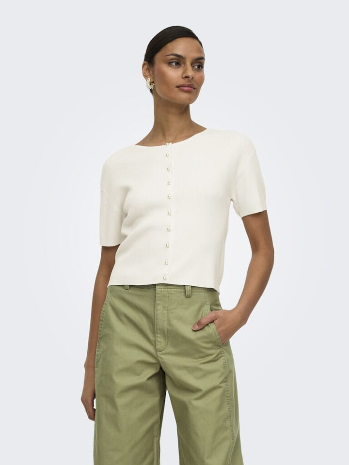 JDY - Jdygaby 2/4 O-Neck Pearl Cardigan Knt - 5049117 Cloud Dancer Cardigans 