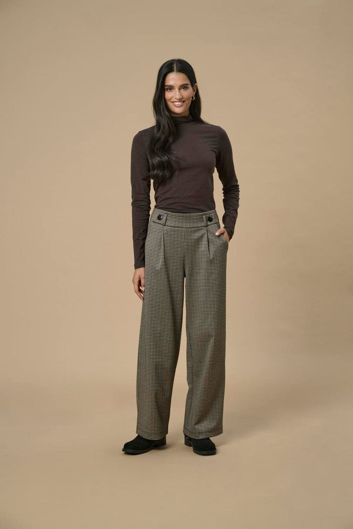JDY - Jdygeggo Mia Long Check Pant - 3750952 Cobblestone Mini Check