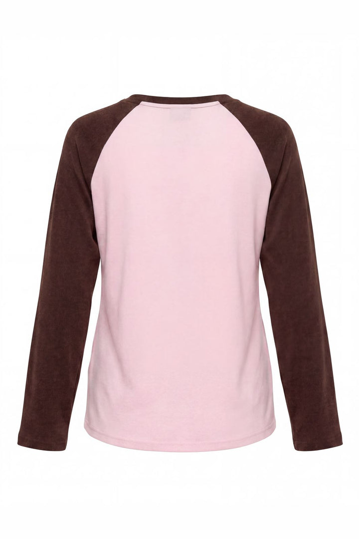 JDY - Jdyjeanett L/S Raglan Contrast Top - 5218442 Chalk Pink Coffee Bean Contrast