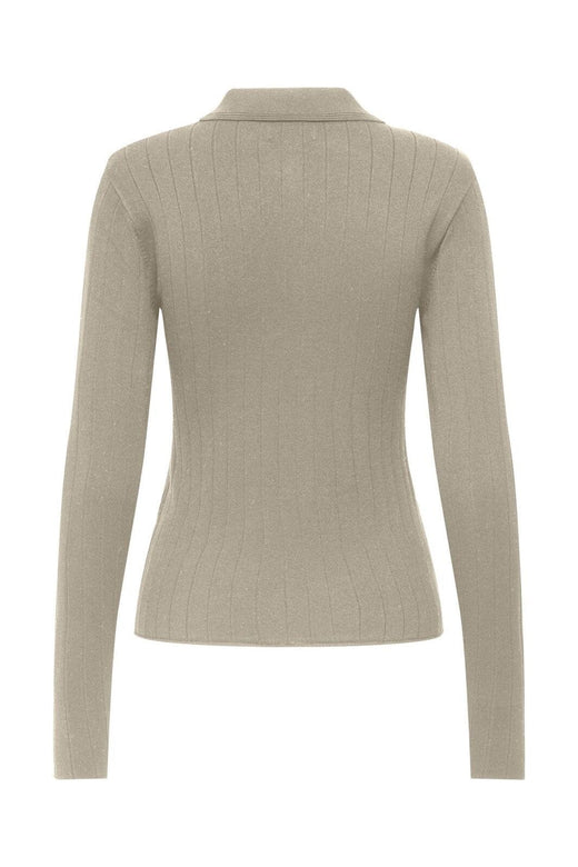 JDY - Jdykate L/S Polo Pullover Knt - 4907481 Sandshell