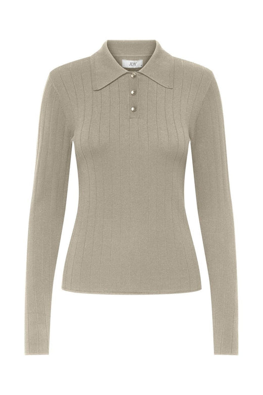 JDY - Jdykate L/S Polo Pullover Knt - 4907481 Sandshell
