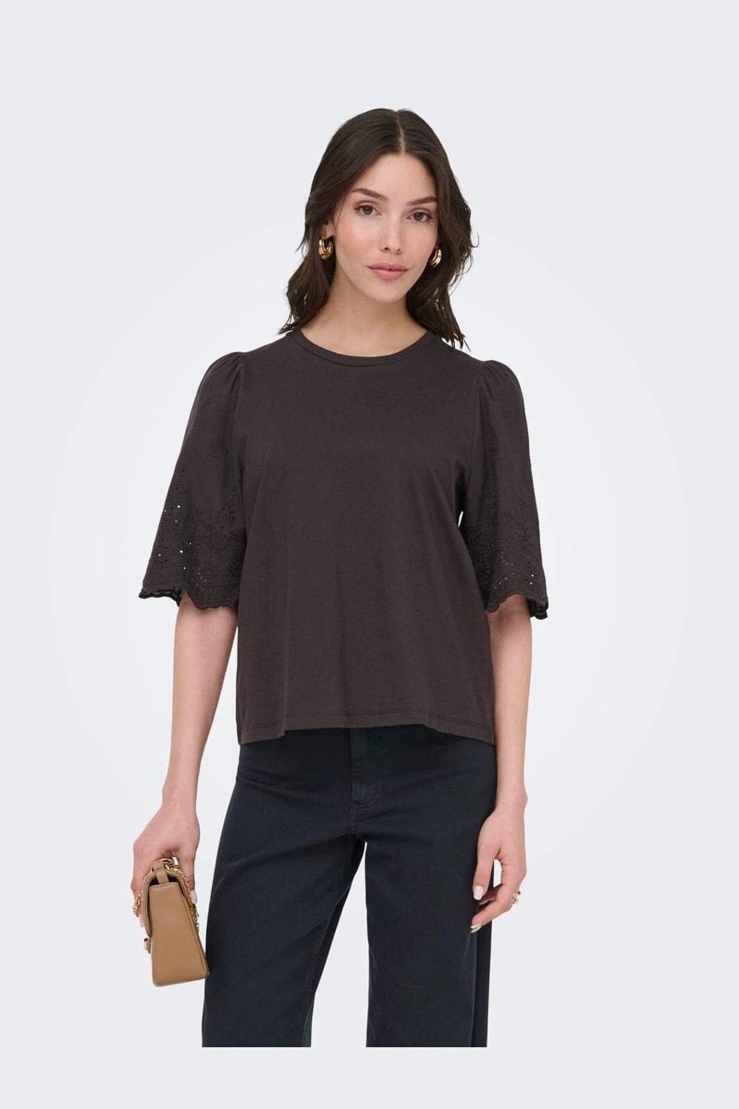 JDY - Jdylair Life S/S New Mix Top - 5047453 Chocolate Torte