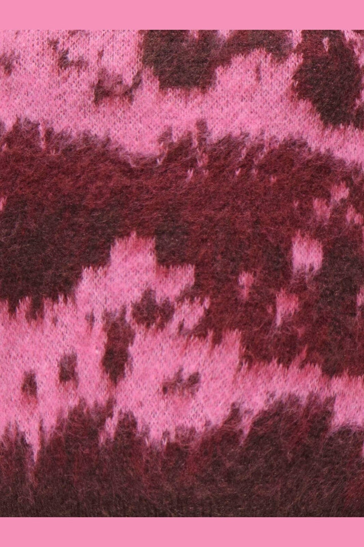 JDY - Jdyleslie L/S O-Neck Jacq. Pullover Knt - 5112200 Decadent Chocolate W. Shocking Pink/ Ruby Wine Jacq.