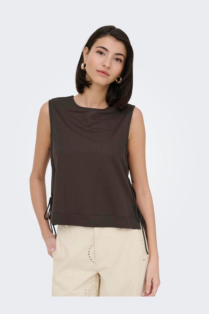 JDY - Jdyleslie S/L Bow Top - 5014870 Chocolate Brown