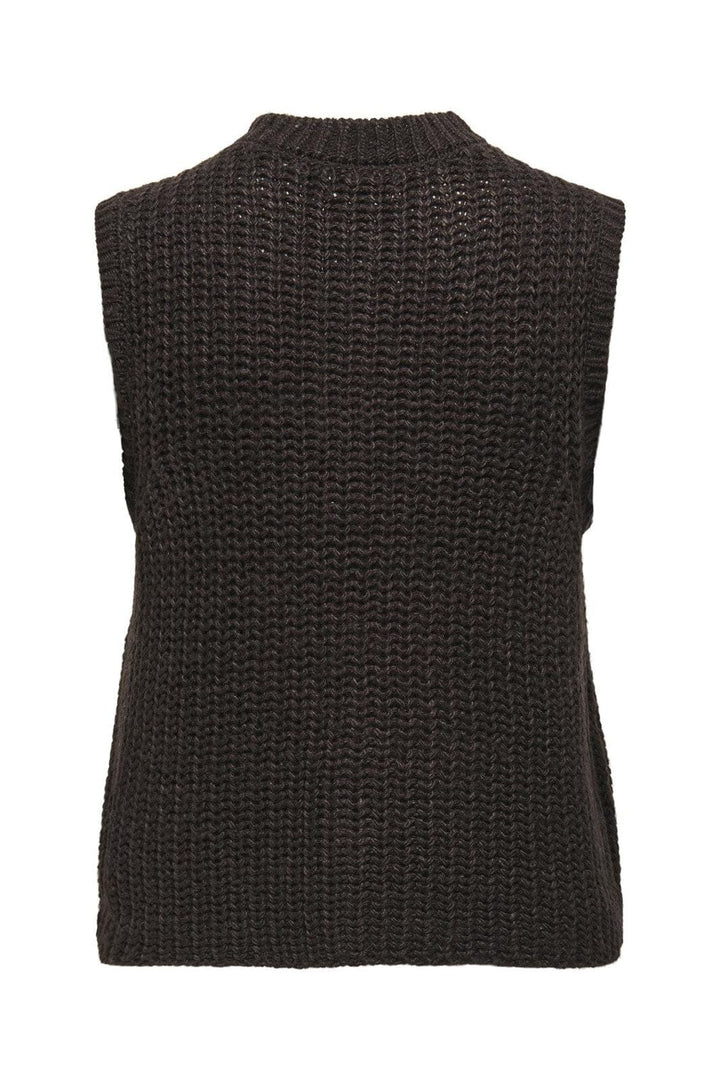 JDY - Jdymabel S/L O-Neck Button Vest Knt - 4876029 Chocolate Torte
