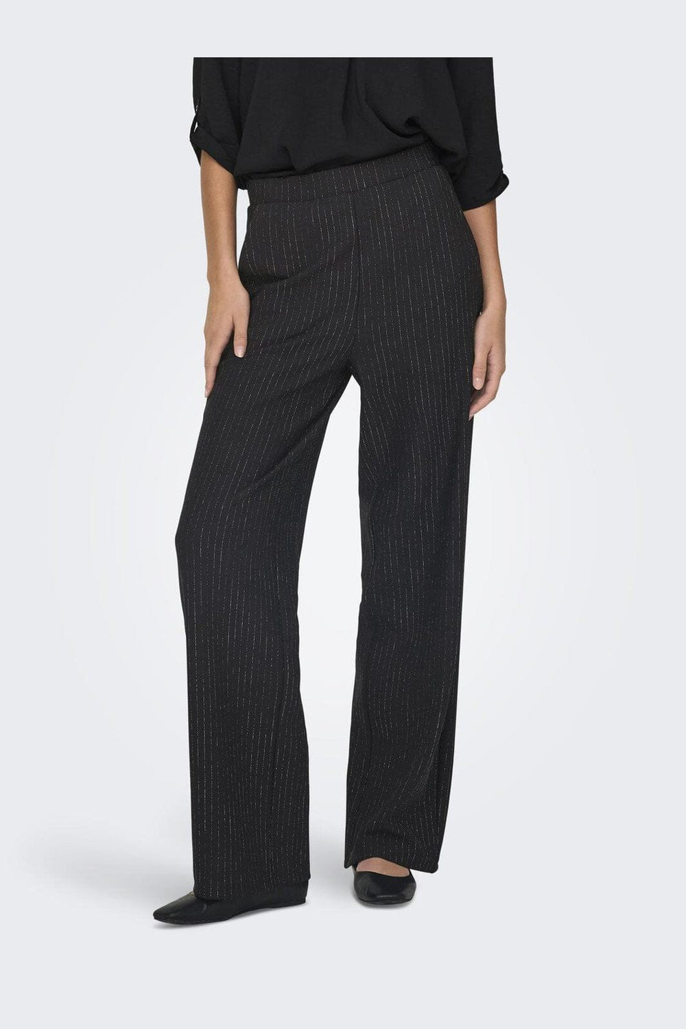 JDY - Jdymary Geggo One Lurex Pant - 4689540 Black Silver Pinstripe