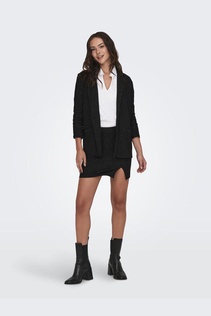 JDY - Jdymary L/S Lurex Blazer - 4625830 Black Silver Pinstripe