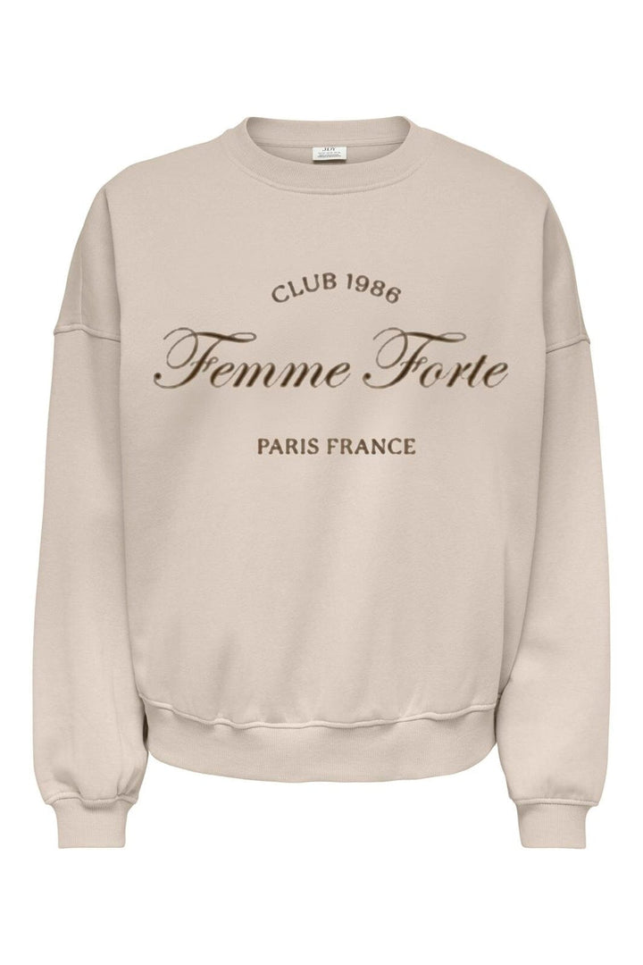 JDY - Jdymesa Life L/S O-Nk Emb Sweat - 5095481 Birch Femme Emb