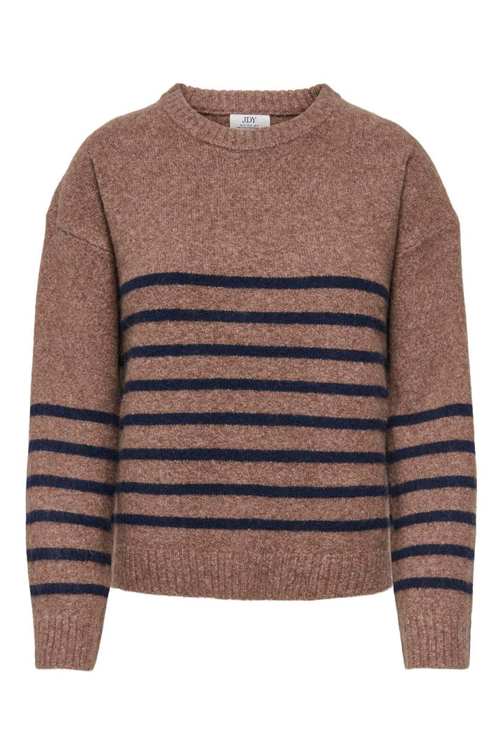 JDY - Jdyneel L/S O-Neck Stripe Pullover Knt - 5121138 Bison Black Iris Thin Stripes