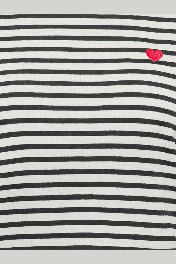 JDY - Jdypisa L/S Print Top - 5205688 Cloud Dancer New Stripe Black W Bs Heart