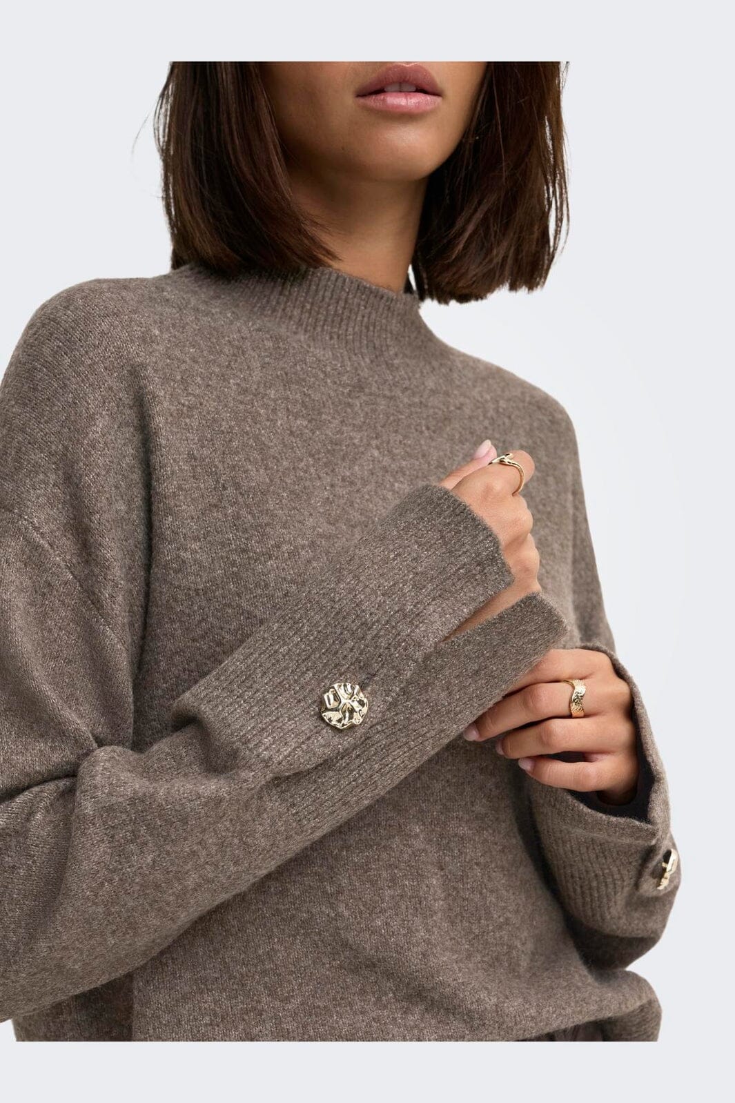 JDY - Jdysabrina L/S Hn Detail Pullov Knt - 5111246 Falcon Melange