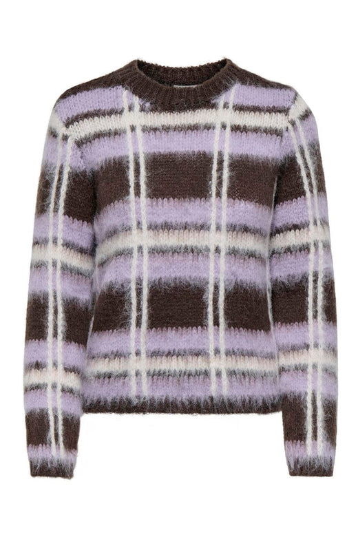 JDY - Jdysheridan L/S On Check Pullover Knt - 5111309 Chocolate Brown Lavender Frost & Whitecap Gray