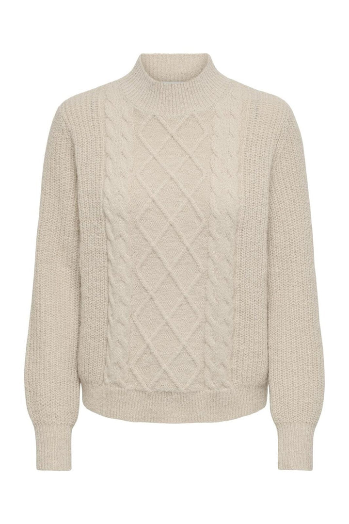 JDY - Jdysigrid Life L/S Hn Cable Pullover Knt - 4875856 Cement