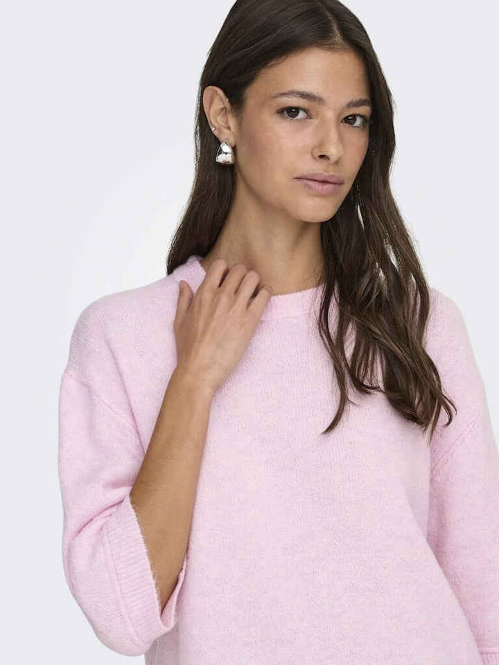 JDY - Jdysonja S/S O-Neck Pullover Knt - 4960457 Pink Lady Melange Strikbluser 