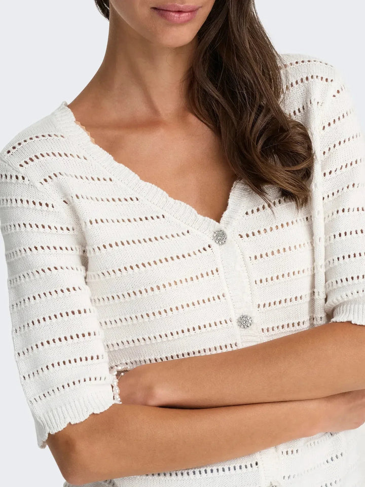 JDY - Jdytanja 2/4 V-Neck Cardigan Knt - 4926973 Cloud Dancer Cardigans 