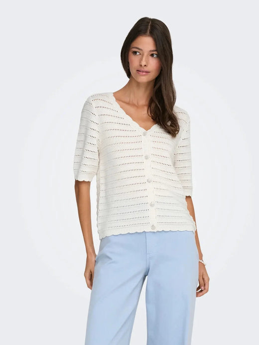 JDY - Jdytanja 2/4 V-Neck Cardigan Knt - 4926973 Cloud Dancer Cardigans 