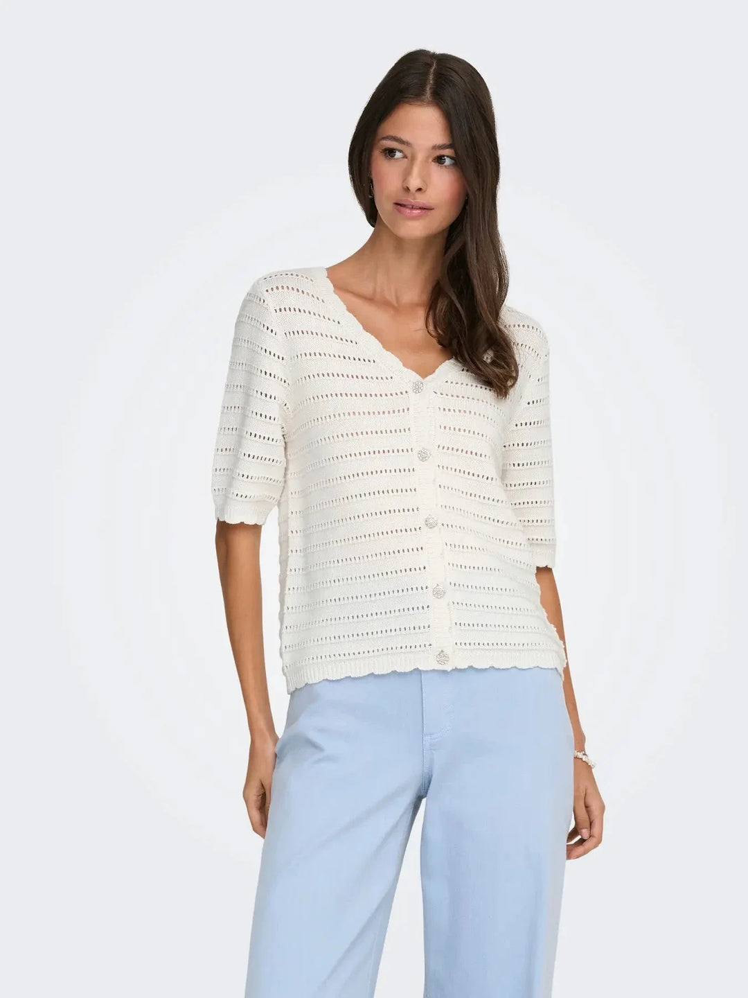 JDY - Jdytanja 2/4 V-Neck Cardigan Knt - 4926973 Cloud Dancer Cardigans 