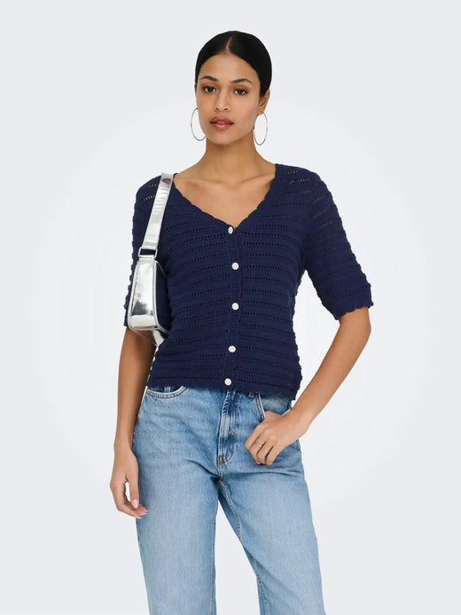 JDY - Jdytanja 2/4 V-Neck Cardigan Knt - 5020380 Black Iris Cardigans 