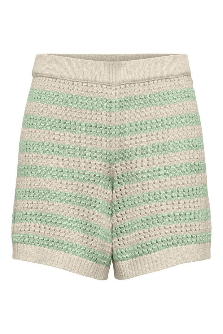JDY - Jdytikka Shorts Knt - 4891535 Birch Birds Egg Green Stripes